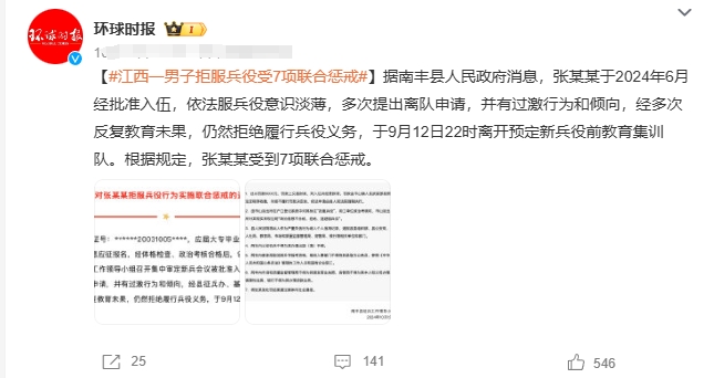 江西男子拒服兵役遭联合惩戒，背后的警示与思考